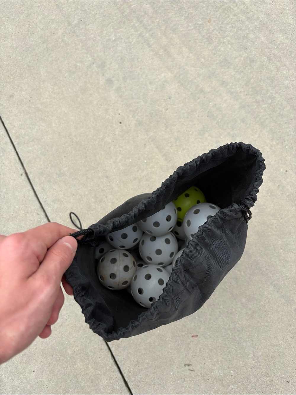 Wiffle-Style Practice Balls Set with Black Drawstring Bag